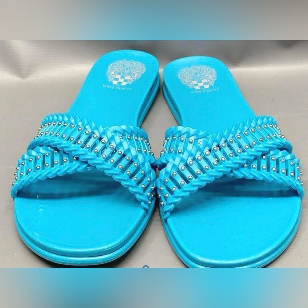 * Vince Camuto NEW Aqua Blue Jelly Slide Sandals SZ 8 *